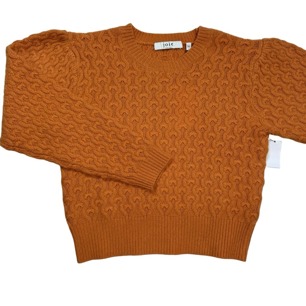 NWT New $298 Joie Roland Crew Neck Orange Wool Cashmere Sweater Size M - Picture 5 of 11